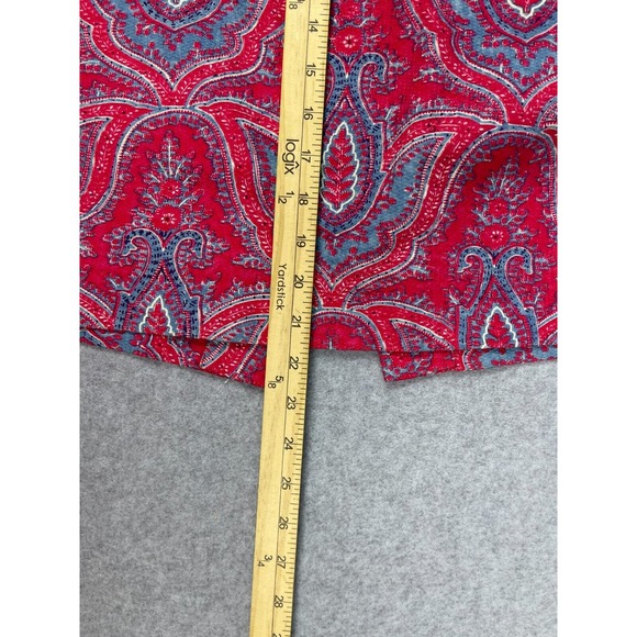 J. Crew No 2 Pencil Skirt Raj Paisley Red Blue Career Slim Fit Womens Size 8 - Picture 10 of 11